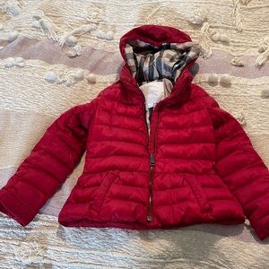 Burberry puffer coat size 6